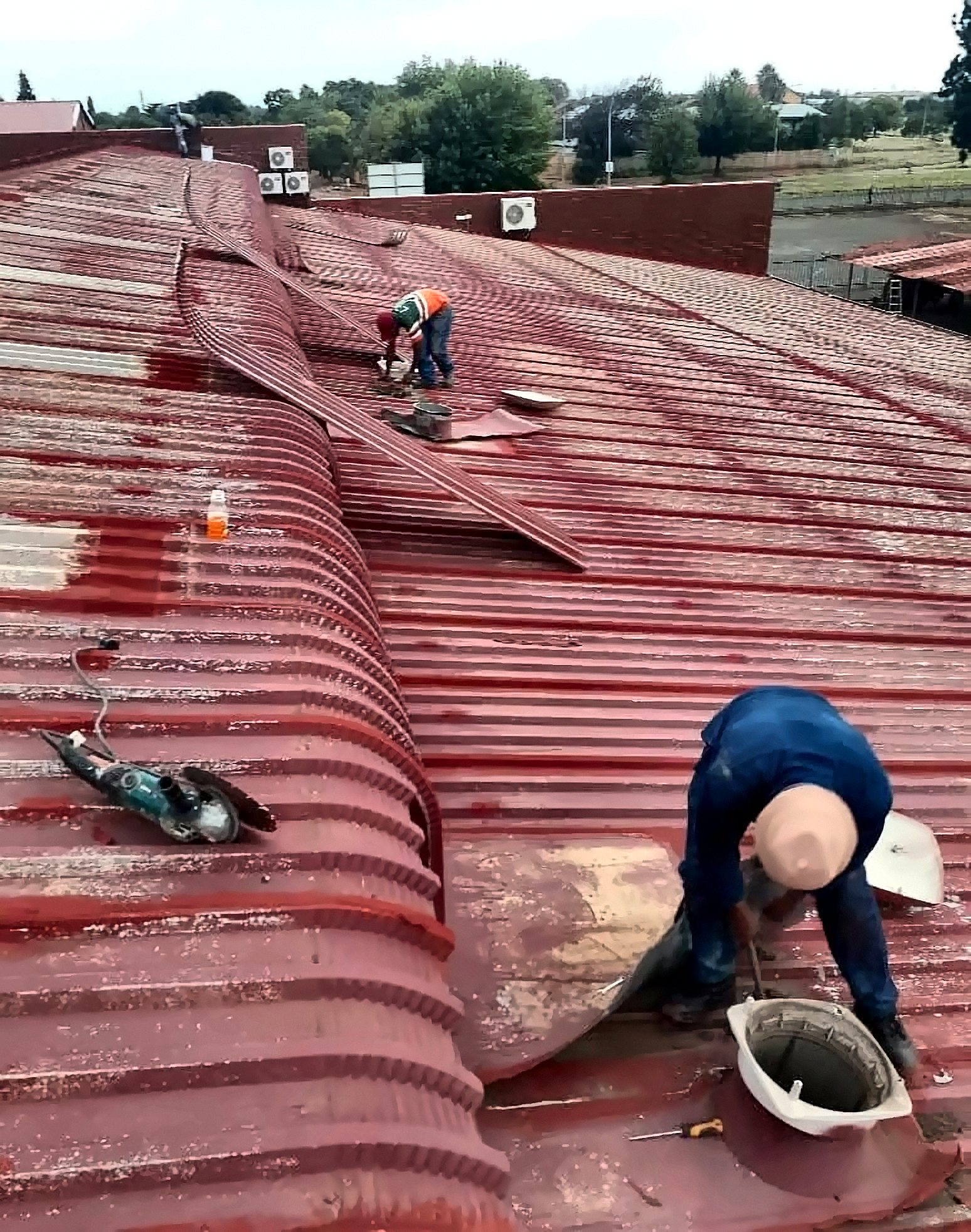Roof repair in progress